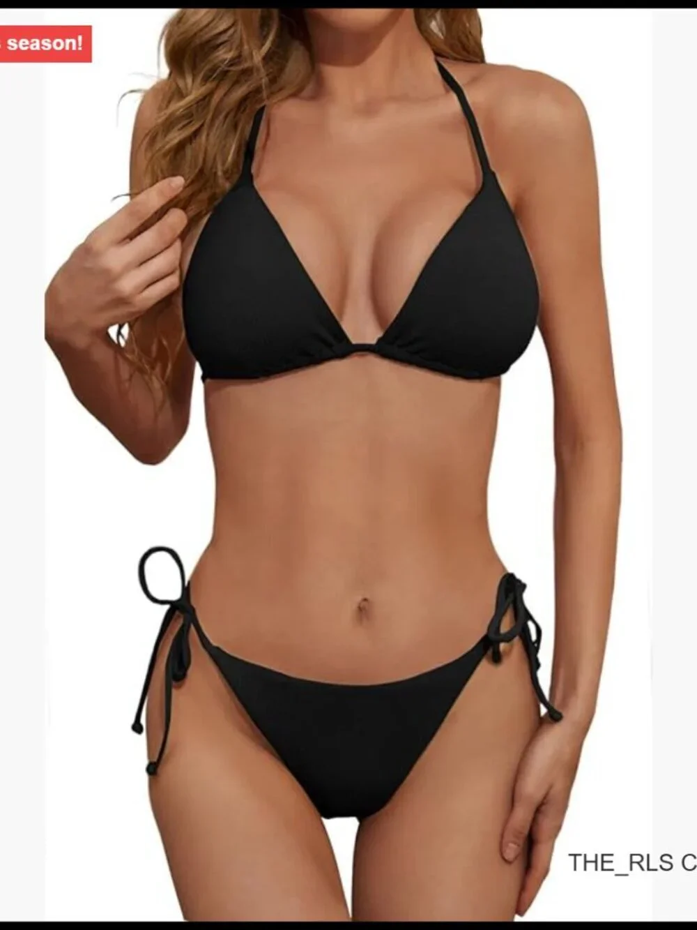 Recycled Polyester Spandex Ribbed Triangle Top String Cheeky Bikini Set